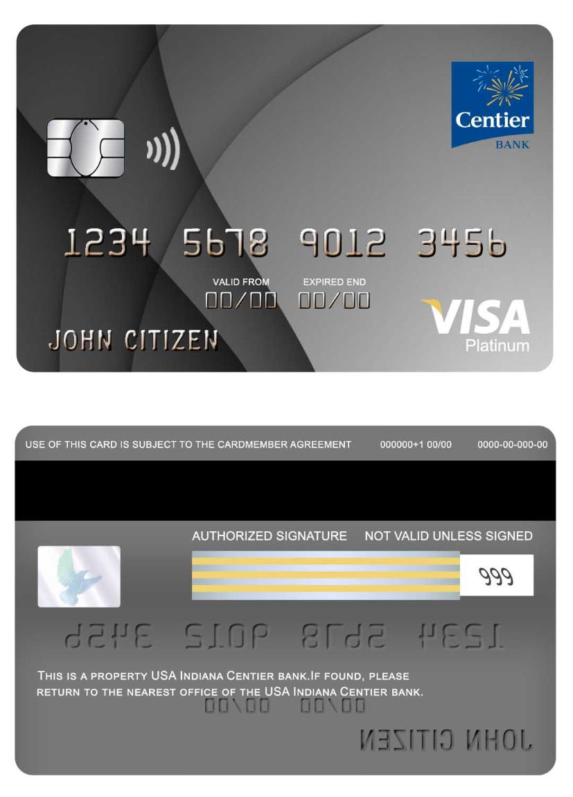 USA Indiana Centier bank visa platinum card